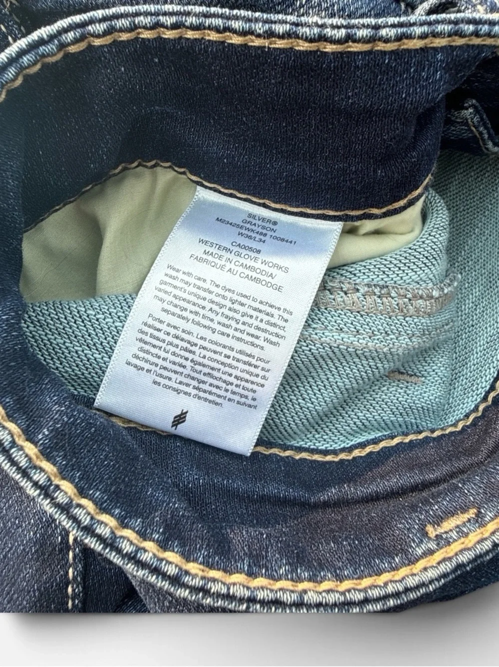 Men's Silver Jeans Grayson Classic Straight Jeans in Dark Blue 36x 34